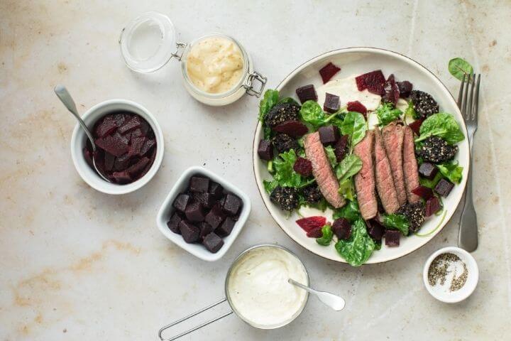 Black pudding, Beef and Beetroot salad