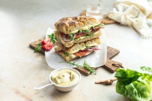 Turkey Focaccia Club sandwich with Ballymaloe Mayo