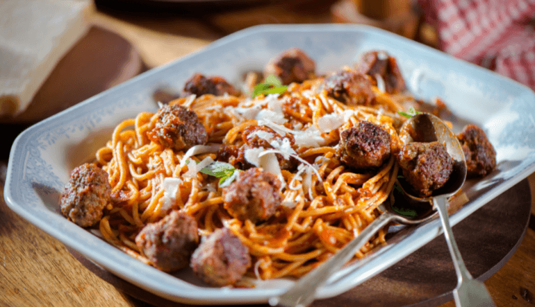 Spaghetti and Meatballs with Ballymaloe Bolognese Sauce
