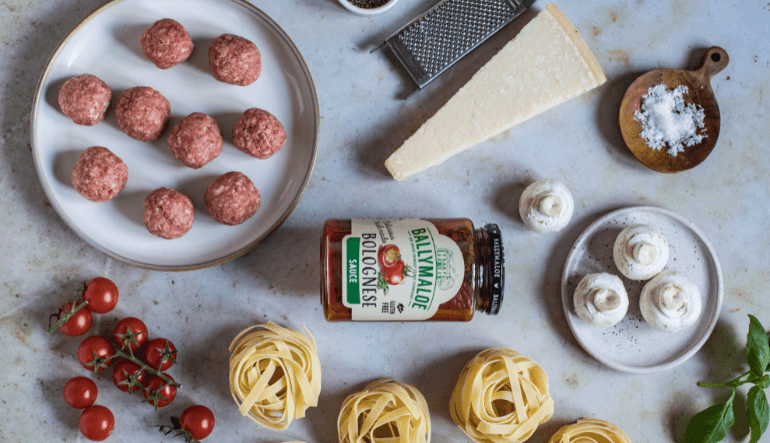 Tagliatelle Meatballs with Ballymaloe Bolognese Sauce